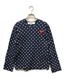 PLAY COMME des GARCONS（プレイコムデギャルソン）の古着「Polka Dots Long Sleeve T-Shirt With Red Emblem」｜ネイビー