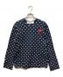 PLAY COMME des GARCONS（プレイコムデギャルソン）の古着「Polka Dots Long Sleeve T-Shirt With Red Emblem」｜ネイビー