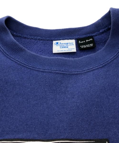 Champion（チャンピオン）Champion (チャンピオン) SONIC YOUTH (ソニックユース) BEAMS (ビームス) コラボスウェット ネイビー サイズ:Lの古着・服飾アイテム