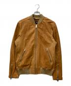 DIESELディーゼル）の古着「OOSUDD-L-DAVIDOVレザージップブルゾン」｜ベージュ