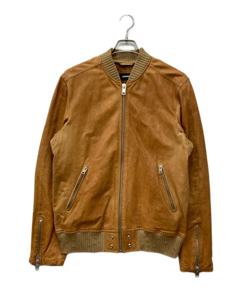 DIESEL（ディーゼル）DIESEL (ディーゼル) OOSUDD-L-DAVIDOVレザージップブルゾン ベージュ サイズ:Lの古着・服飾アイテム