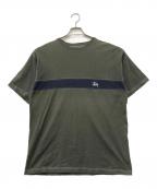 stussyステューシー）の古着「OLD ロゴラインTシャツ」｜グリーン×ネイビー