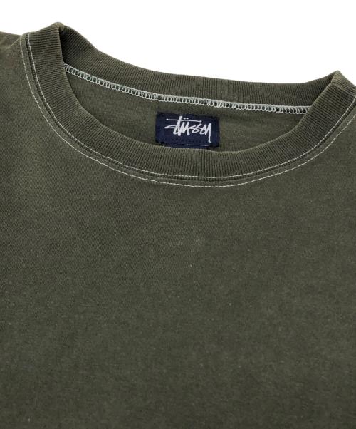 stussy（ステューシー）stussy (ステューシー) OLD ロゴラインTシャツ グリーン×ネイビー サイズ:Lの古着・服飾アイテム
