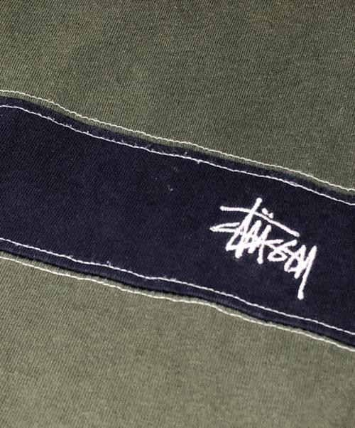 stussy（ステューシー）stussy (ステューシー) OLD ロゴラインTシャツ グリーン×ネイビー サイズ:Lの古着・服飾アイテム