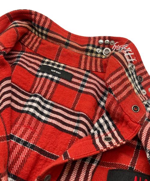 DIESEL（ディーゼル）DIESEL (ディーゼル) チェックシャツ レッド サイズ:Mの古着・服飾アイテム