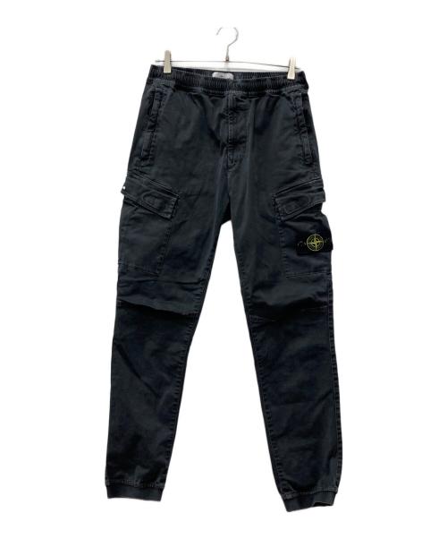 STONE ISLAND（ストーンアイランド）STONE ISLAND (ストーンアイランド) ガーメントダイコットンストレッチシャーリングテーパードカーゴパンツ ブラック サイズ:以下参照の古着・服飾アイテム