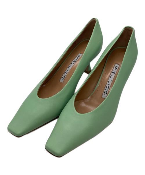 PELLICO（ペリーコ）PELLICO (ペリーコ) スクエアパンプス グリーン サイズ:	SIZE 35 1/2の古着・服飾アイテム