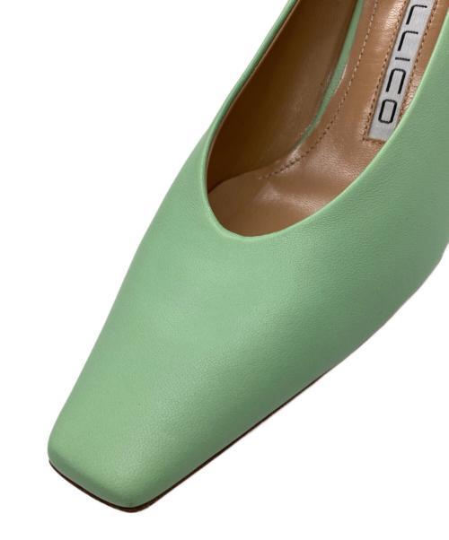 PELLICO（ペリーコ）PELLICO (ペリーコ) スクエアパンプス グリーン サイズ:	SIZE 35 1/2の古着・服飾アイテム