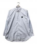 PLAY COMME des GARCONSプレイコムデギャルソン）の古着「ハートロゴストライプシャツ」｜スカイブルー