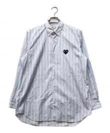PLAY COMME des GARCONS（プレイコムデギャルソン）の古着「ハートロゴストライプシャツ」｜スカイブルー