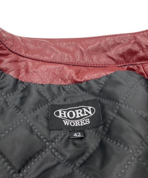 HORN WORKS（ホーンワークス）HORN WORKS (ホーンワークス) シングルライダースジャケット レッド サイズ:42の古着・服飾アイテム
