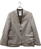 Nobleノーブル）の古着「ダブルクロスカラーレスジャケット」｜ベージュ