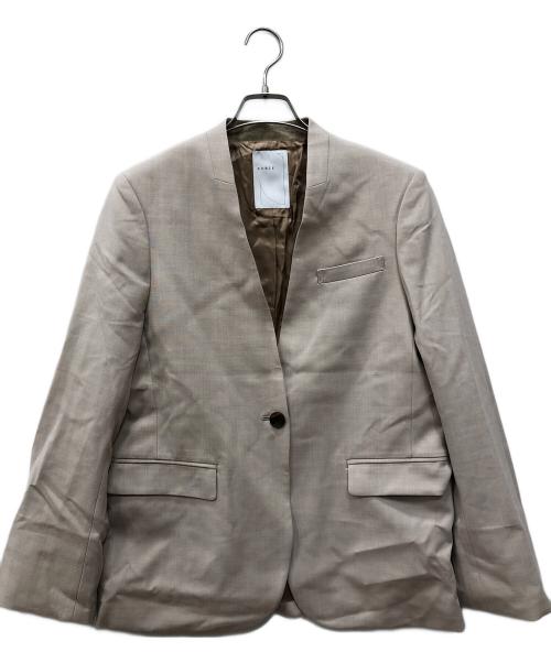 Noble（ノーブル）Noble (ノーブル) ダブルクロスカラーレスジャケット ベージュ サイズ:38の古着・服飾アイテム