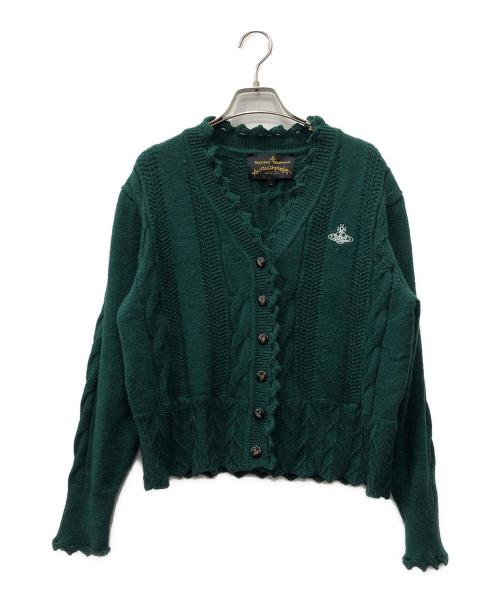 Vivienne Westwood（ヴィヴィアンウエストウッド）Vivienne Westwood (ヴィヴィアンウエストウッド) オーブ刺繍カーディガン グリーン サイズ:Lの古着・服飾アイテム