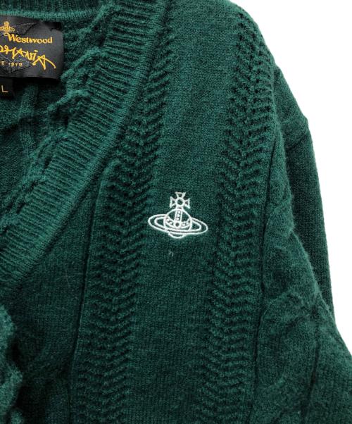 Vivienne Westwood（ヴィヴィアンウエストウッド）Vivienne Westwood (ヴィヴィアンウエストウッド) オーブ刺繍カーディガン グリーン サイズ:Lの古着・服飾アイテム