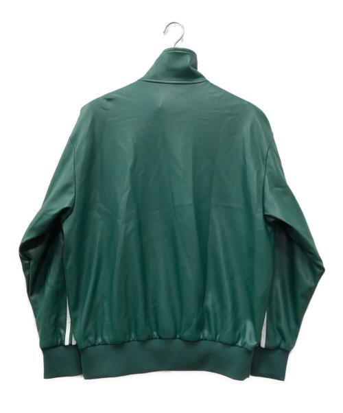 adidas（アディダス）adidas (アディダス) フェイクレザー アディカラー スリーストライプス ルーズ ファイヤーバード トラックスーツジャケット グリーン サイズ:XLの古着・服飾アイテム
