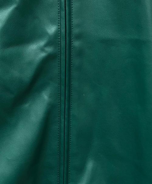 adidas（アディダス）adidas (アディダス) フェイクレザー アディカラー スリーストライプス ルーズ ファイヤーバード トラックスーツジャケット グリーン サイズ:XLの古着・服飾アイテム