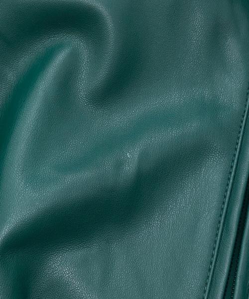 adidas（アディダス）adidas (アディダス) フェイクレザー アディカラー スリーストライプス ルーズ ファイヤーバード トラックスーツジャケット グリーン サイズ:XLの古着・服飾アイテム