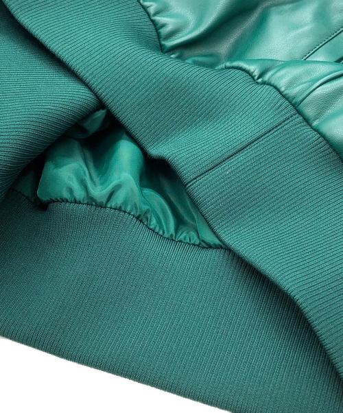 adidas（アディダス）adidas (アディダス) フェイクレザー アディカラー スリーストライプス ルーズ ファイヤーバード トラックスーツジャケット グリーン サイズ:XLの古着・服飾アイテム