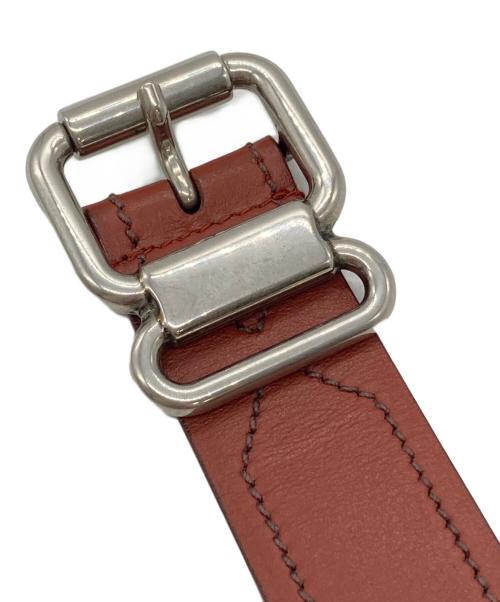 PRADA（プラダ）PRADA (プラダ) ステッチレザーベルト ブラウン サイズ:下記参照（100/40）の古着・服飾アイテム