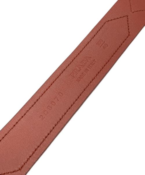 PRADA（プラダ）PRADA (プラダ) ステッチレザーベルト ブラウン サイズ:下記参照（100/40）の古着・服飾アイテム