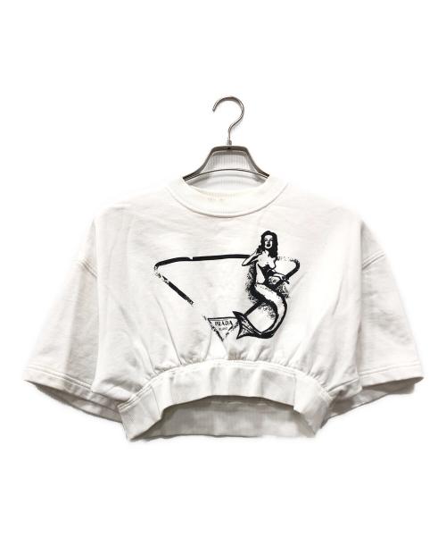 PRADA（プラダ）PRADA (プラダ) 半袖プリントスウェット ホワイト サイズ:Sの古着・服飾アイテム