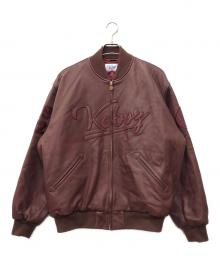 KEBOZ（ケボズ）の古着「LEATHER VARSITY JACKET」｜ボルドー