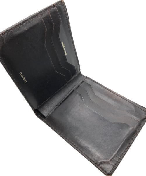 TOM FORD（トムフォード）TOM FORD (トムフォード) 型押し2つ折り財布 ブラウンの古着・服飾アイテム