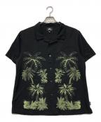 stussyステューシー）の古着「Palm Tree S/S SHIRT」｜ブラック×グリーン