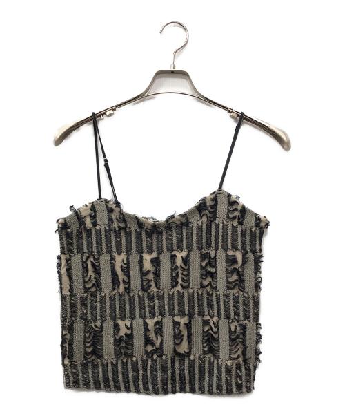 Ameri（アメリ）AMERI (アメリ) MANY WAY JACQUARD SHORT KNIT TOP グレー サイズ:Mの古着・服飾アイテム