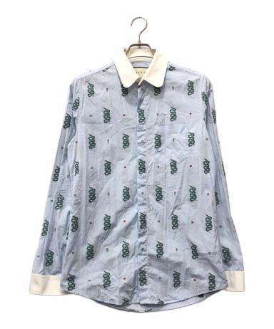 中古・古着通販】GUCCI (グッチ) スネーク刺繍マイクロチェック長袖