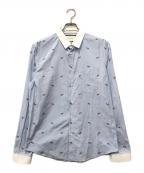GUCCIグッチ）の古着「長袖ハート柄ストライプシャツ」｜ブルー