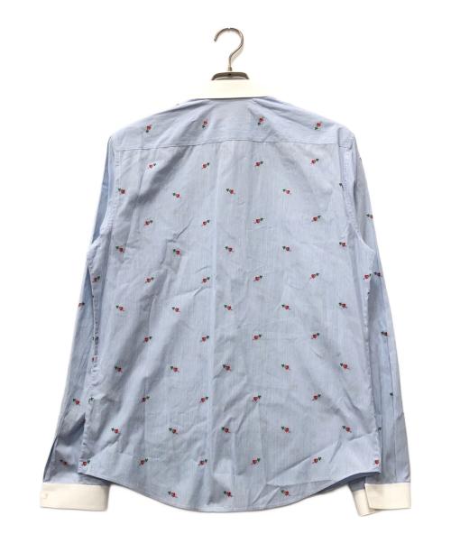 GUCCI（グッチ）GUCCI (グッチ) 長袖ハート柄ストライプシャツ ブルー サイズ:15 3/4-40の古着・服飾アイテム