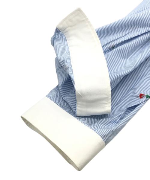 GUCCI（グッチ）GUCCI (グッチ) 長袖ハート柄ストライプシャツ ブルー サイズ:15 3/4-40の古着・服飾アイテム