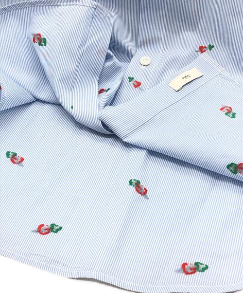 GUCCI（グッチ）GUCCI (グッチ) 長袖ハート柄ストライプシャツ ブルー サイズ:15 3/4-40の古着・服飾アイテム