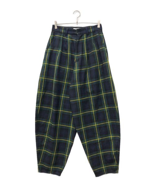 KIDILL（キディル）KIDILL (キディル) チェックワイドパンツ グリーン サイズ:44の古着・服飾アイテム