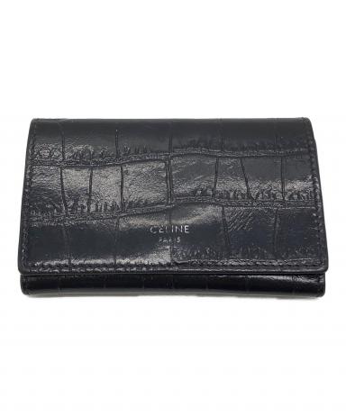 CELINE ブラック　ケース　型押し 中古・古着通販】CELINE (セリーヌ) 型押し6連キーケース ブラック
