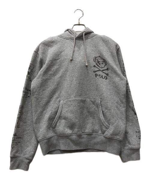 POLO RALPH LAUREN（ポロ・ラルフローレン）POLO RALPH LAUREN (ポロ・ラルフローレン) ベアープリントプルオーバーパーカー グレー サイズ:Mの古着・服飾アイテム