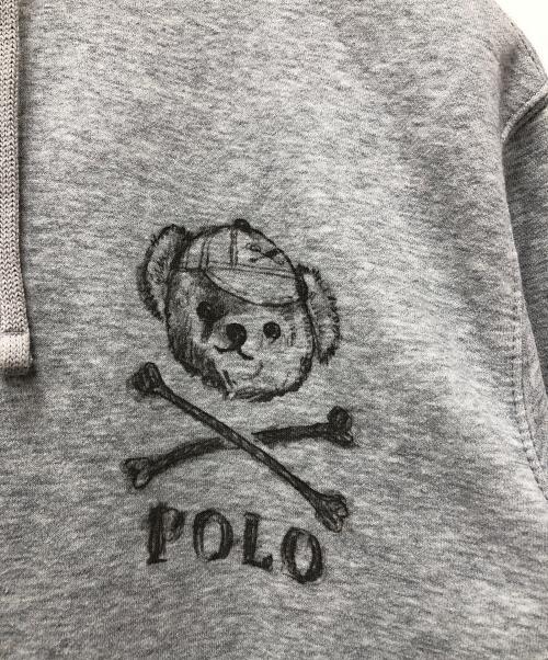 POLO RALPH LAUREN（ポロ・ラルフローレン）POLO RALPH LAUREN (ポロ・ラルフローレン) ベアープリントプルオーバーパーカー グレー サイズ:Mの古着・服飾アイテム