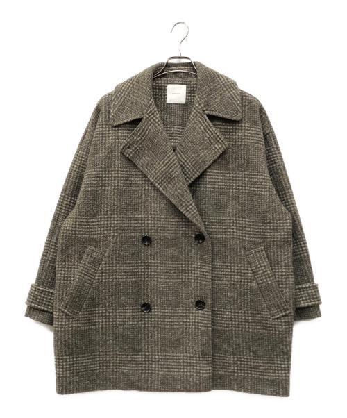Spick and Span（スピックアンドスパン）Spick and Span (スピックアンドスパン) Wスライバーチェックハーフコート ベージュ サイズ:38の古着・服飾アイテム