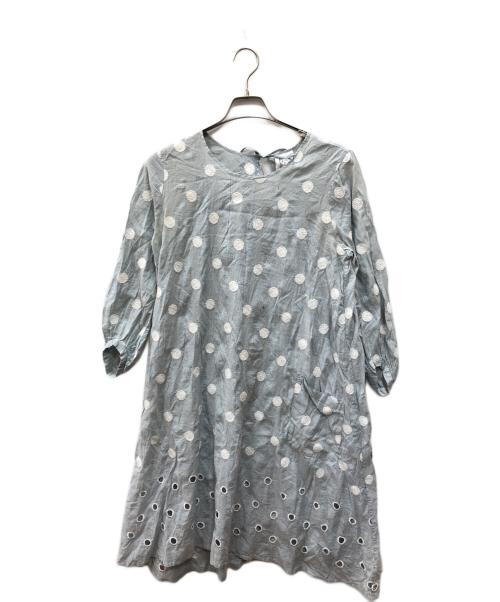 mina perhonen（ミナ ペルホネン）mina perhonen (ミナ ペルホネン) ドットワンピース ブルー サイズ:38の古着・服飾アイテム
