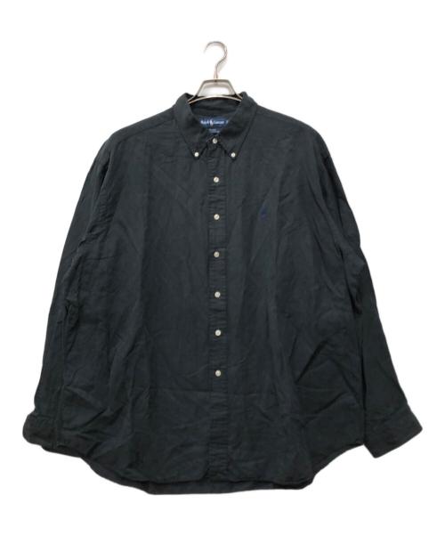 POLO RALPH LAUREN（ポロ・ラルフローレン）POLO RALPH LAUREN (ポロ・ラルフローレン) BLAKE シルク✕リネンボタンダウンシャツ ブラック サイズ:XXLの古着・服飾アイテム