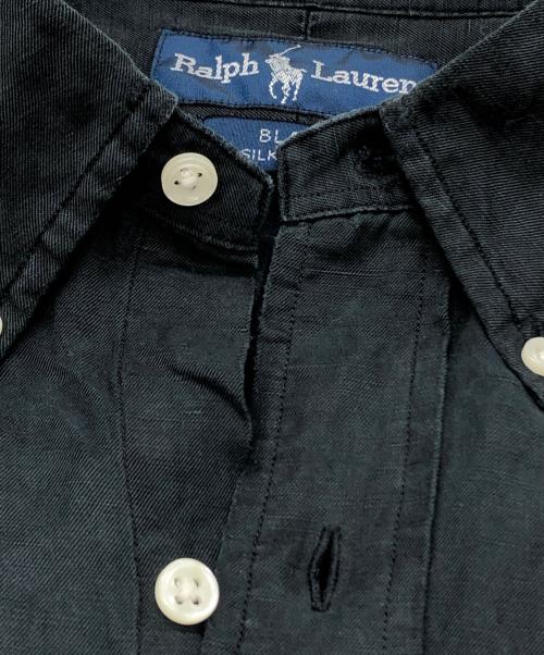 POLO RALPH LAUREN（ポロ・ラルフローレン）POLO RALPH LAUREN (ポロ・ラルフローレン) BLAKE シルク✕リネンボタンダウンシャツ ブラック サイズ:XXLの古着・服飾アイテム