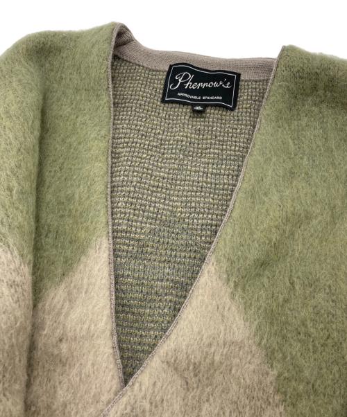 Pherrow's（フェローズ）Pherrow's (フェローズ) モヘア混カーディガン グリーン サイズ:40の古着・服飾アイテム