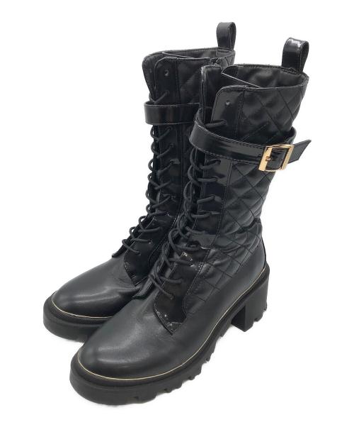 HER LIP TO（ハーリップトゥ）Her lip to (ハーリップトゥ) Gold Buckle Lace-Up Boots ブラック サイズ:36の古着・服飾アイテム
