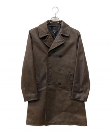 中古・古着通販】A.P.C. (アーペーセー) ダブルレザーコート ブラウン