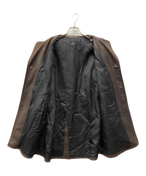 A.P.C.（アーペーセー）A.P.C. (アーペーセー) ダブルレザーコート ブラウン サイズ:Mの古着・服飾アイテム