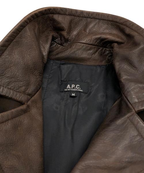 A.P.C.（アーペーセー）A.P.C. (アーペーセー) ダブルレザーコート ブラウン サイズ:Mの古着・服飾アイテム
