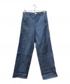 COMME des GARCONS HOMME PLUSコムデギャルソンオムプリュス）の古着「コットン×ポリエステル ワイドパンツ」｜ブルー