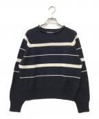 MARGARET HOWELLマーガレットハウエル）の古着「リネンコットン ボーダー ニット」｜ネイビー
